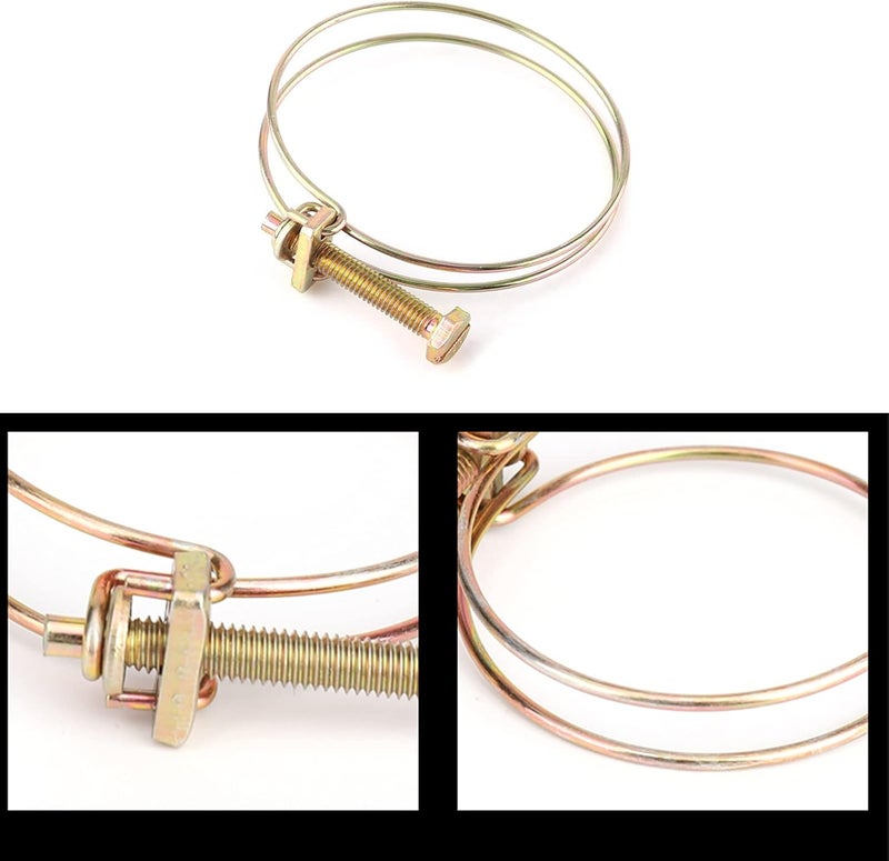 NGe 3.5inch Double Wire Hose Clamp Adjustable Steel Wire Tube Pipe Clip with Screws Bolts Locking(12Pcs 90mm) - Image 5